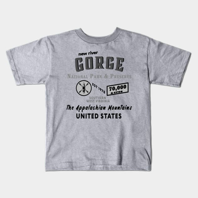 New River Gorge National Park Kids T-Shirt by Alexander Luminova